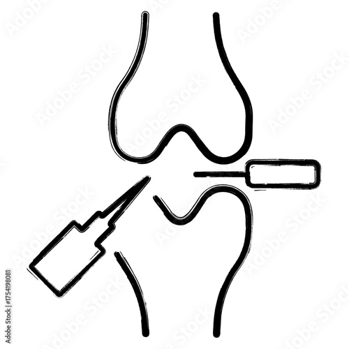 meniscal icon, brush strokes, vector illustration on white background.