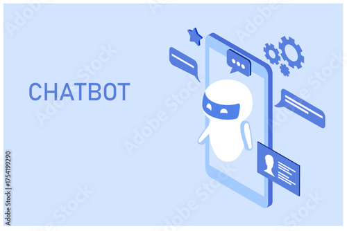 Chatbot technology concept, people chatting with robot, asking questions and receiving answers. AI assistant support vector illustration