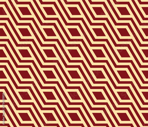 Abstract geometric pattern. A seamless vector background. Golden and red ornament. Graphic modern pattern. Simple lattice graphic design