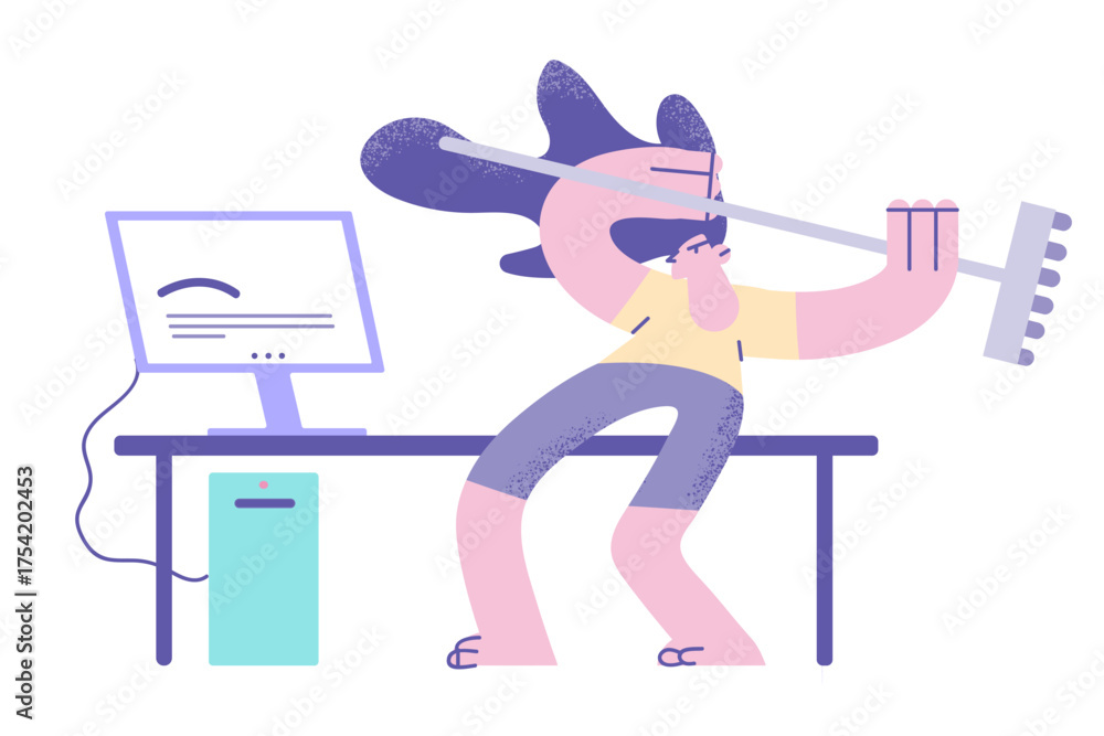 Fototapeta premium Anger, rage and stress at work concept