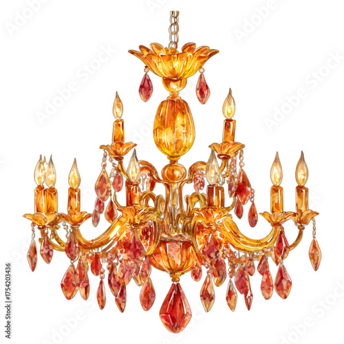 Amber Crystal Chandelier Clipart
