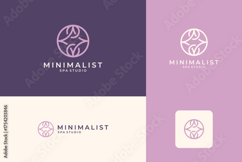 Luxury balance circle logo template. Beauty spa studio logo symbol.