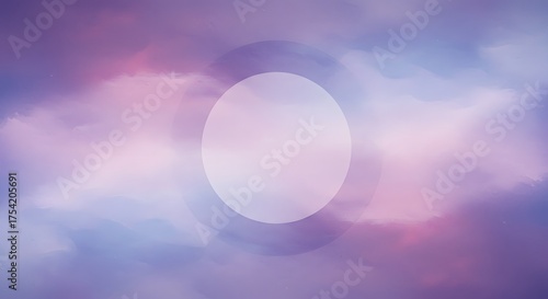 Abstract cloudscape with soft gradients, a transparent circle, ethereal vibes