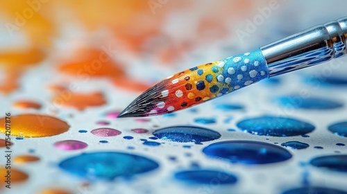  artistic dots in hand-painted style on white background and surface