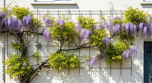 Wisteria Vine on a White Wall.