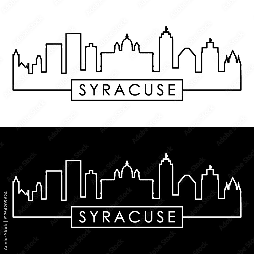 Fototapeta premium Syracuse skyline. Linear style. Single line. Editable vector file.