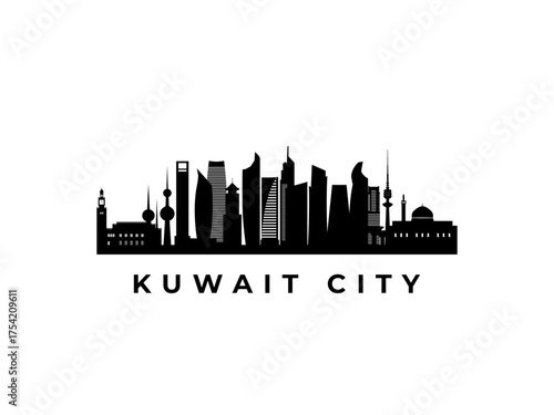 Vector Kuwait City skyline. Travel Kuwait City famous landmarks. Business and tourism concept for presentation, banner, web site.