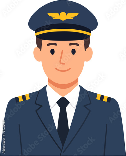 vactor illustration of a male pilot in uniform