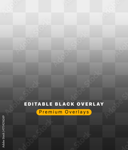 Black Gradient Overlay Background – Transparent Editable Texture Design. Vector Illustration concept