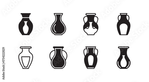 Vector art of collection of vases