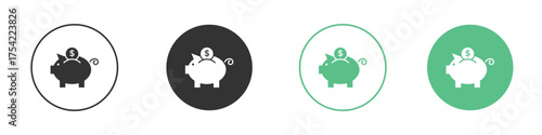 Piggy bank icon element for designs