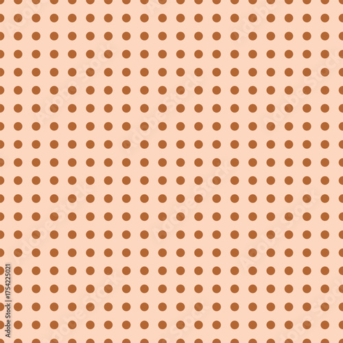 Vector polka dot grid featuring caramel dots on a light peach background. Great for surface design, modern prints, and soft-themed visuals.