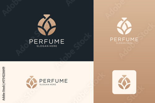 Luxury bottle perfume logo design template.