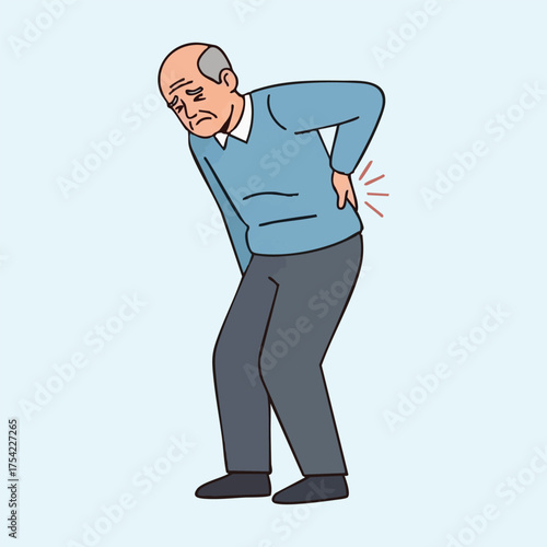 Elderly man experiencing back pain a health illustration
