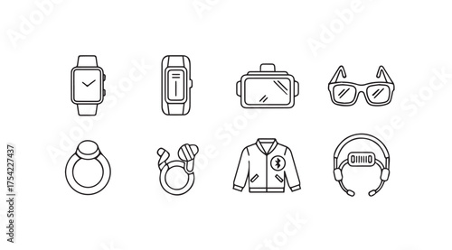 Vector art of wearable tech icons