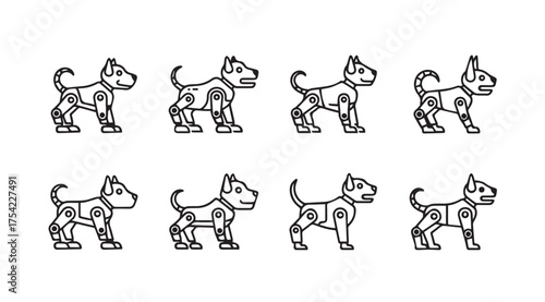 Vector art of robot dog icons