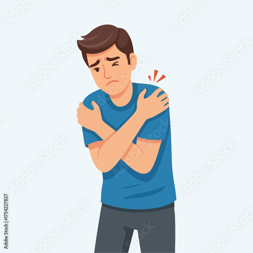 Man with shoulder pain illustration of discomfort and injury