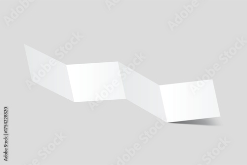 Blank square four fold open leaflet with shadows mockup template on background. Design for open booklet, thank you card, notecards, flyer, greeting card, wedding invitation, postcard, brochure. Vector