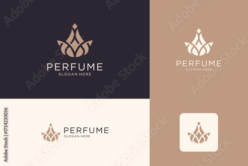 Luxury bottle perfume logo design template.