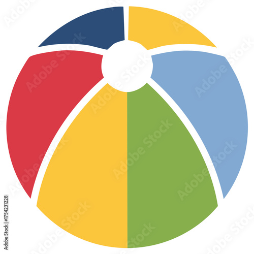 Colorful inflatable beach ball graphic for summer vacation games and poolside fun