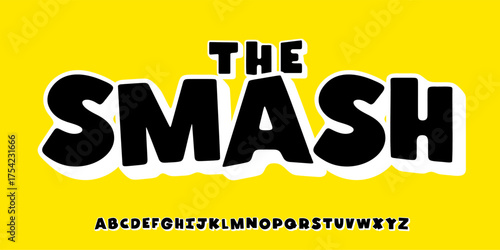 Playful comic book alphabet, chunky cartoon font, bubble speech dialogue typography, voice text sticker, birthday headline, quirky typographic design, modern pop-art typescript. Vector typeset.