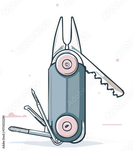 Multi-tool pocket knife with pliers, knife, and awl