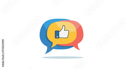 Thumbs up like icon vector. Social media approval and positive feedback concept. Communication, chat bubbles, agreement and success symbol for web design and mobile apps. Good.