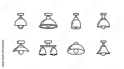 Vector art of ceiling lamps isolated