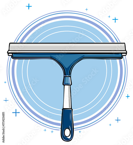 Cartoon squeegee for window washing and glass cleaning vector illustration