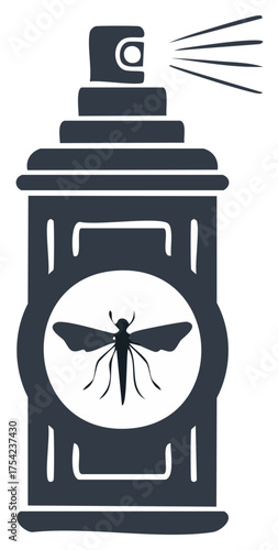 Mosquito insecticide spray can icon emitting repellent mist for pest control and bug protection