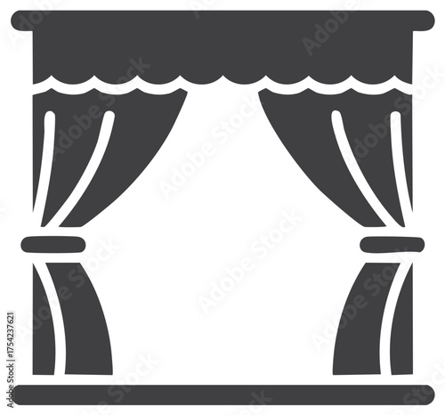 Classic Theatrical Stage Curtains Open Vector Icon with Valance for Performance and Events