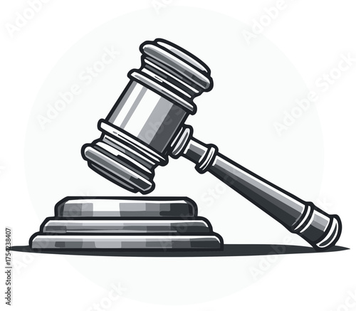 Lawyer's Gavel and Sounding Block Icon for Justice and Courtroom Proceedings