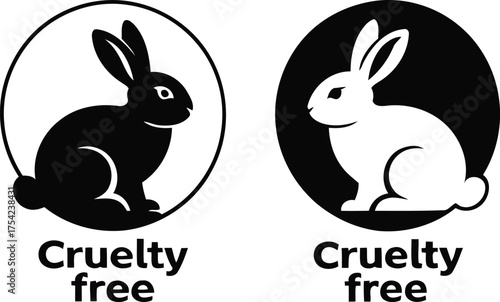 Two Cruelty Free Logos Featuring Rabbits Displayed in Black and White Emphasizing Ethical Product Testing and Animal Welfare Advocacy