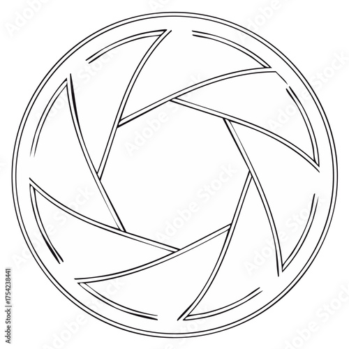 Camera Aperture Outline Shape with Circular Diaphragm Blades Abstract Design