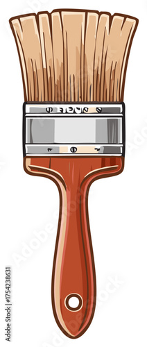 Paintbrush with wooden handle and bristles for home renovation and art projects