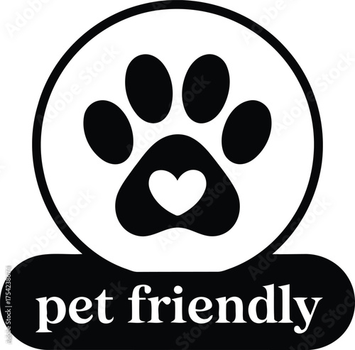 Whimsical Pet Friendly Symbol Black and White Design Simple and Clear Message Welcoming Pets to the Location or Business Logo