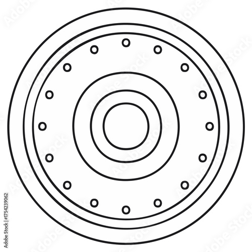 Mechanical gear or wheel outline drawing simple circular icon illustration