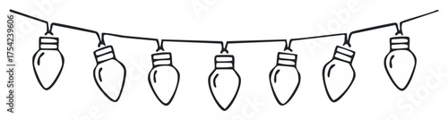 Hand-drawn string lights in a line for festive design