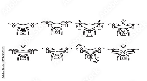 Vector art of drones isolated on white