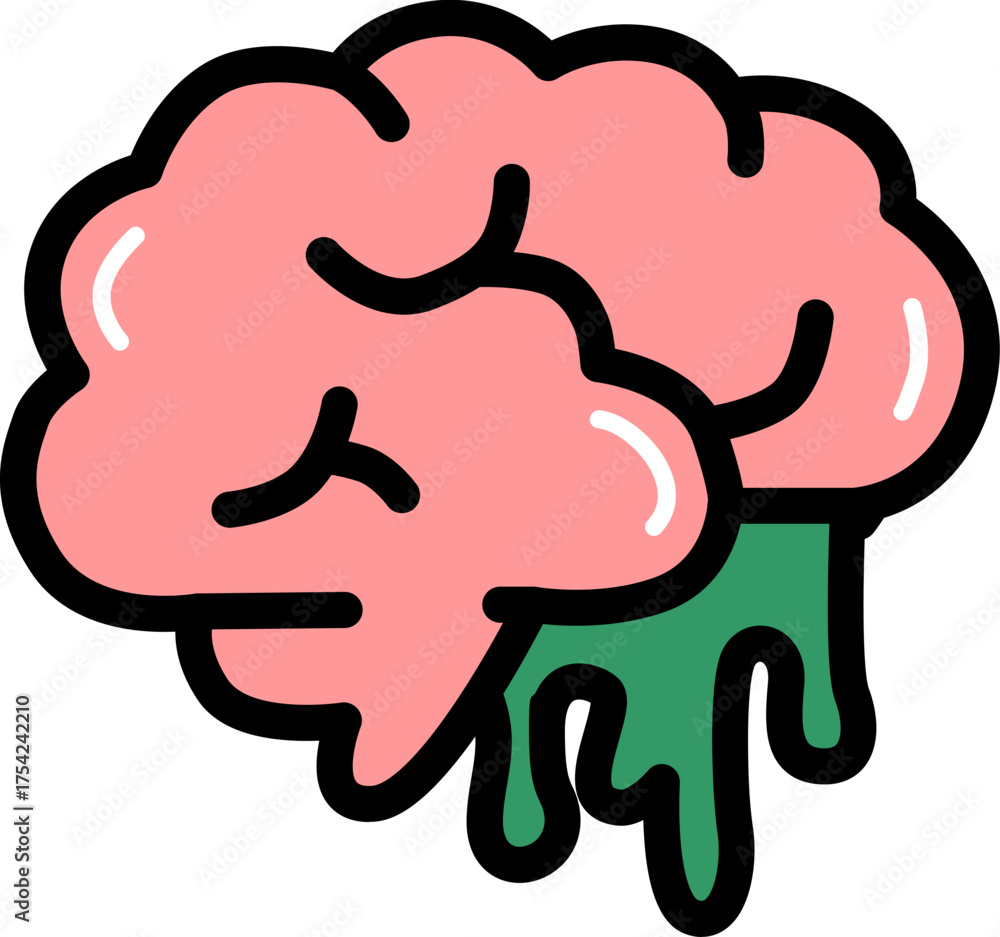 Fototapeta premium Brain with green slime hand drawn icon