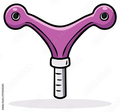 Purple cartoon crank handle for winding mechanical devices or toys