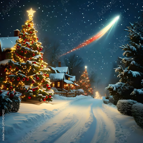 Christmas comet flying during Christmas Eve time