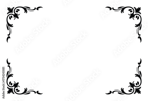 Elegant ornate corner design vector illustration classic decorative frame elements flourishes perfect for vintage inspired creative projects silhouette vector illustration white background
