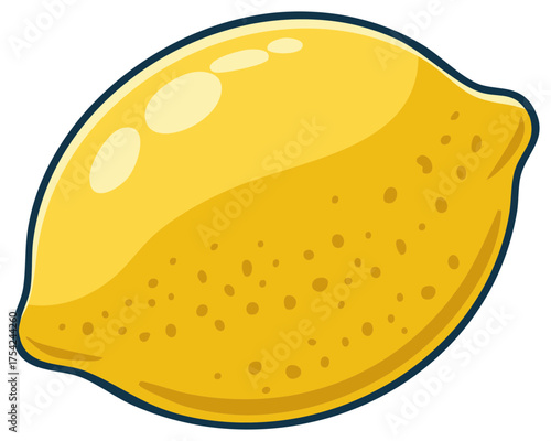 Vibrant yellow lemon fruit illustration with a dark outline and subtle highlights