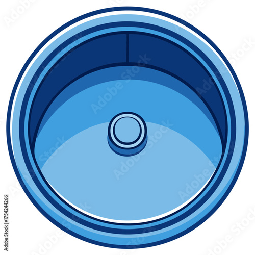 Top view of a round blue bathroom or kitchen sink vector illustration