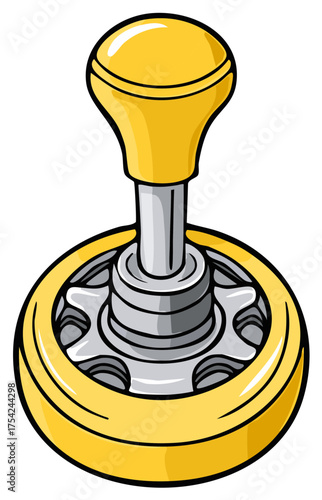 Cartoon Style Gear Shift Lever with Yellow Handle and Ring