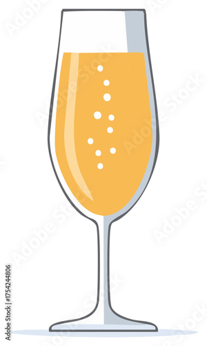 Elegant champagne flute filled with sparkling golden wine for a celebration toast