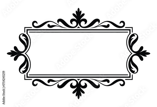 Elegant vintage ornate frame design vector illustration for labels wedding invitations certificates decorative page borders silhouette vector illustration white background