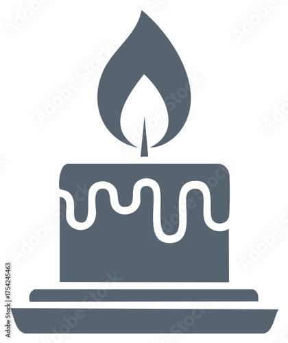 Burning candle illustration, wax dripping from the sides. Conceptual image of light.