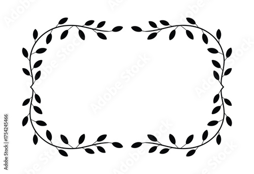 Elegant leafy frame vector illustration decorative nature border design element for invitations certificates documents silhouette vector illustration white background